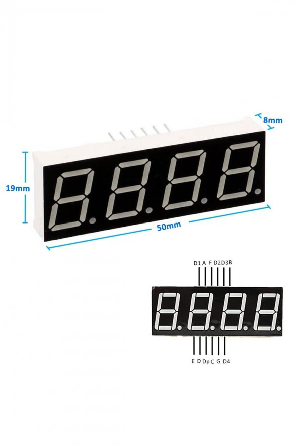 0.56" 4 Hane 7 Segment Led Ekran Kırmızı Ortak Katot  14mm 4 Digit Dijital Display Alfanümerik - 2