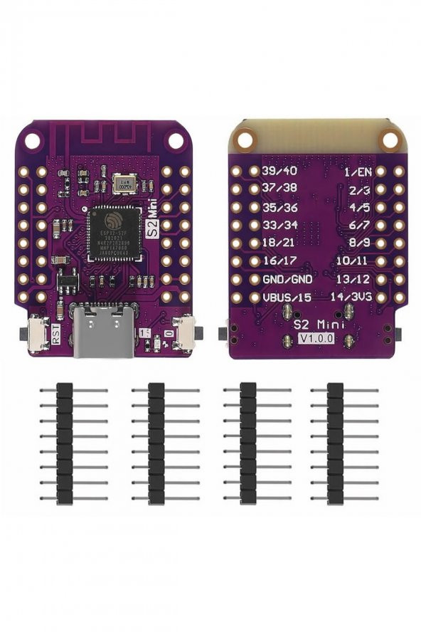 ESP32 S2 Mini Geliştirme Kartı Wifi Type-C  240Mhz 4MB Flash 2MB PSRam MicroPython Wemos Lolin - 4
