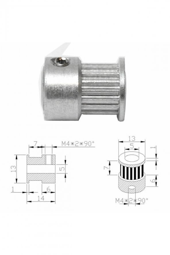 GT2 16 Diş Alüminyum Kasnak  5mm Delik Çapı 6mm Kayış Zamanlayıcı Doğrusal Haraket Pozisyonlayıcı - 4