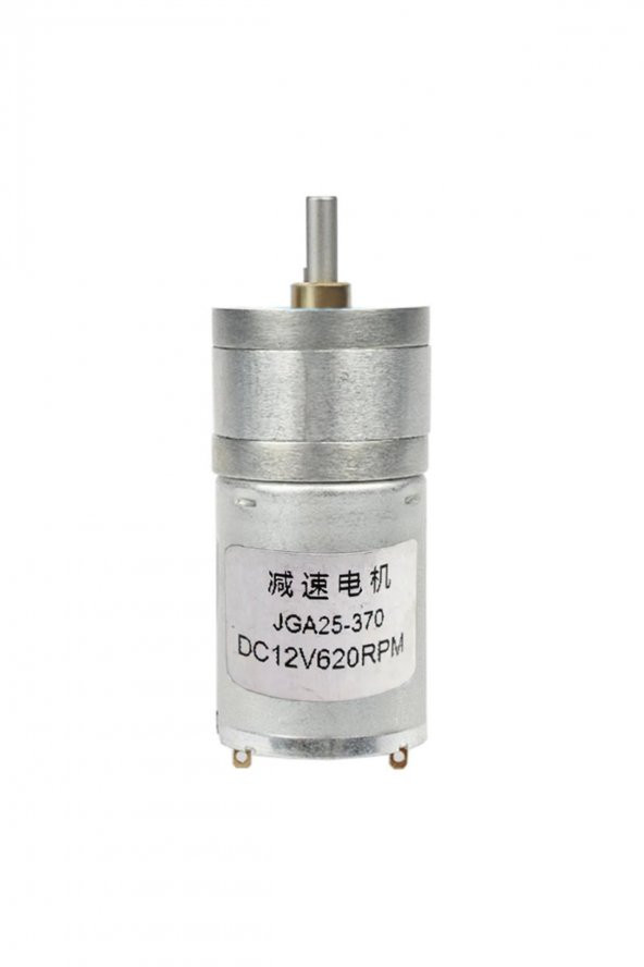 12V 620Rpm JGA25-370 Redüktörlü DC Motor  Metal Dişli Yüksek Tork Kuvvet 25mm Robot Oyuncak