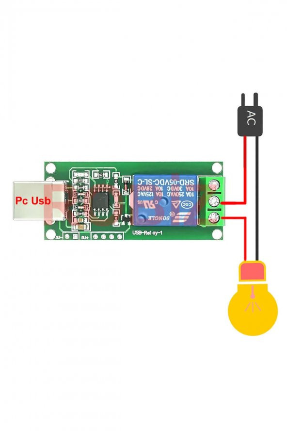 1 Kanal USB Röle Kontrol Modülü  Bilgisayardan Cihaz Açma Kapama Hid Usb NO NC 220V 10A - 8