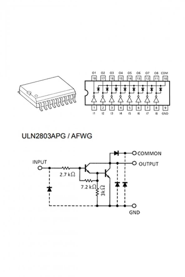 ULN2803A NPN 8 Adet Darlington Transistör Sürücü Entegre Sop18 Smd 18 Bjt Bipolar - 7