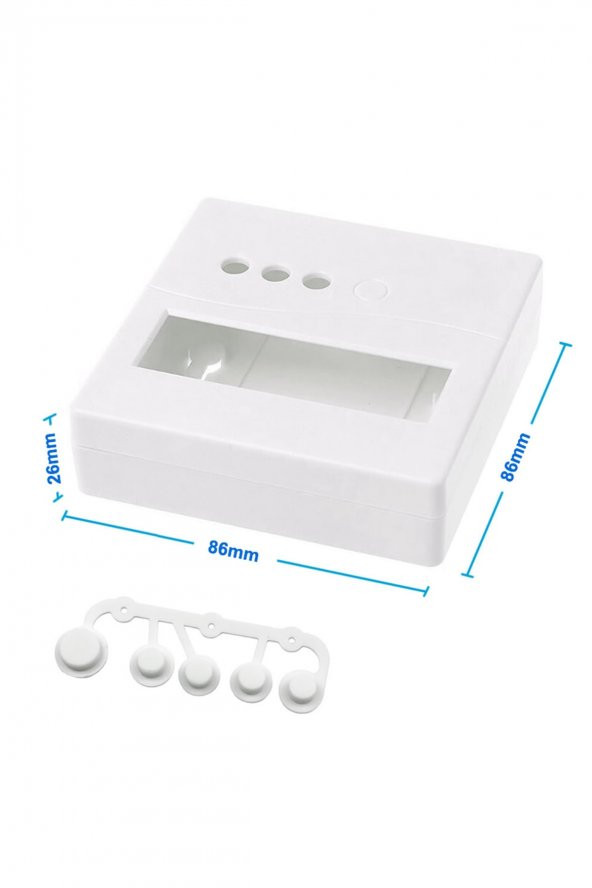 Plastik Proje Kutusu 86x86mm Beyaz  Duvara Yüzeye Montaj Tip 1602 Lcd 3 Buton Elektronik Devre