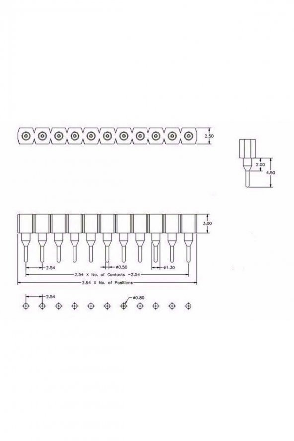 1x40 Pin Precision Dişi Header  Tek Sıra 2.54mm 180 Derece Yuvarlak Kırılabilir Bölünebilir - 8