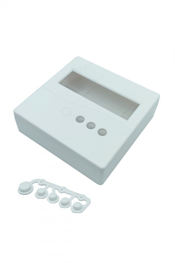 Plastik Proje Kutusu 86x86mm Beyaz  Duvara Yüzeye Montaj Tip 1602 Lcd 3 Buton Elektronik Devre - 8