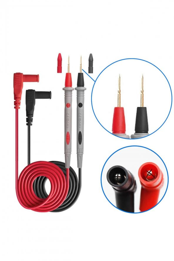 1 Çift İğne Uçlu Multimetre Probu 1000V 20A  Tüm Multimetreler ile Uyumlu Test Ölçüm Kalosu - 3