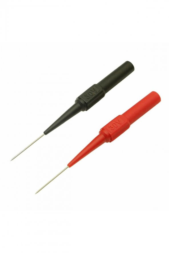 2 Adet İğne Tip Multimetre Test Prob Ucu  30V 1A Banana Uyumlu İzoleli Paslanmaz Çelik Ölçüm Pini - Resim 3