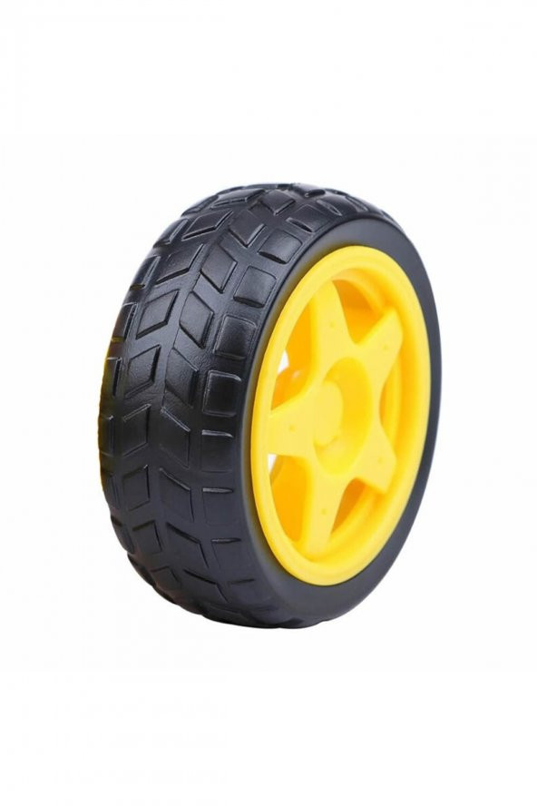 TT Tekerlek  2.5x6,8cm Plastik Sarı Oyuncak Araba Rubber Lastik Robot Akılı Araç