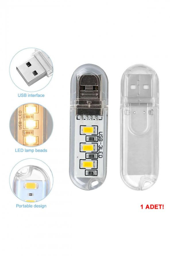 Mini Usb Led Lamba 5730 Smd 3 Led Anahtarlık Portatif Taşınabilir Gece Lambası - 5