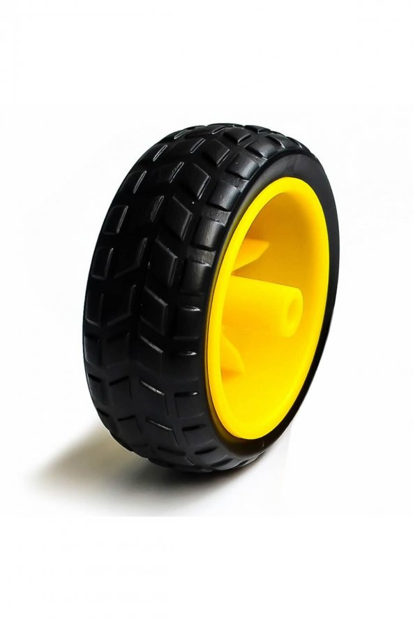 TT Tekerlek  2.5x6,8cm Plastik Sarı Oyuncak Araba Rubber Lastik Robot Akılı Araç - 8