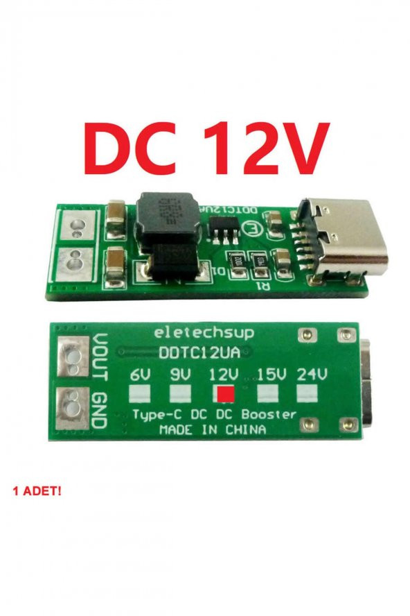 Type C USB 5V to 12V Boost Modül  9W DC Voltaj Yükseltici Taşınabilir Minik Güç Kaynağı Step Up - 4