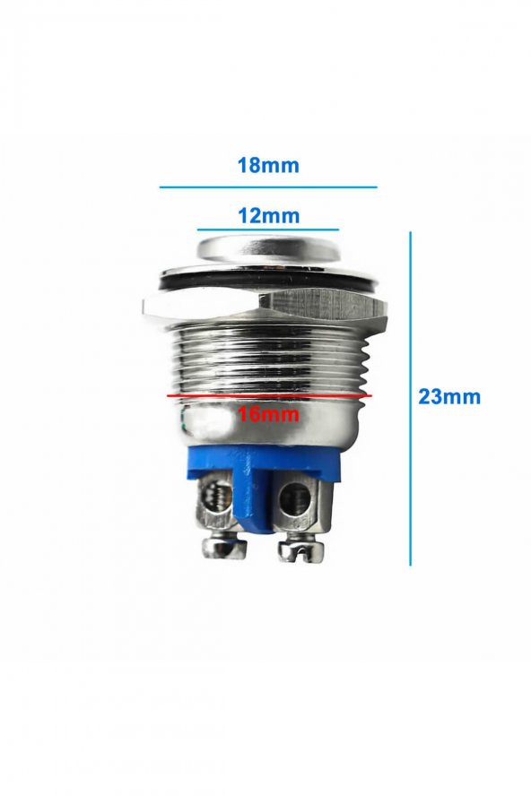 16mm Metal Panel Montaj Yüksek Kafa Push Buton NO  DC 6A 12V AC 3A 250V IP67 Su Geçirmez