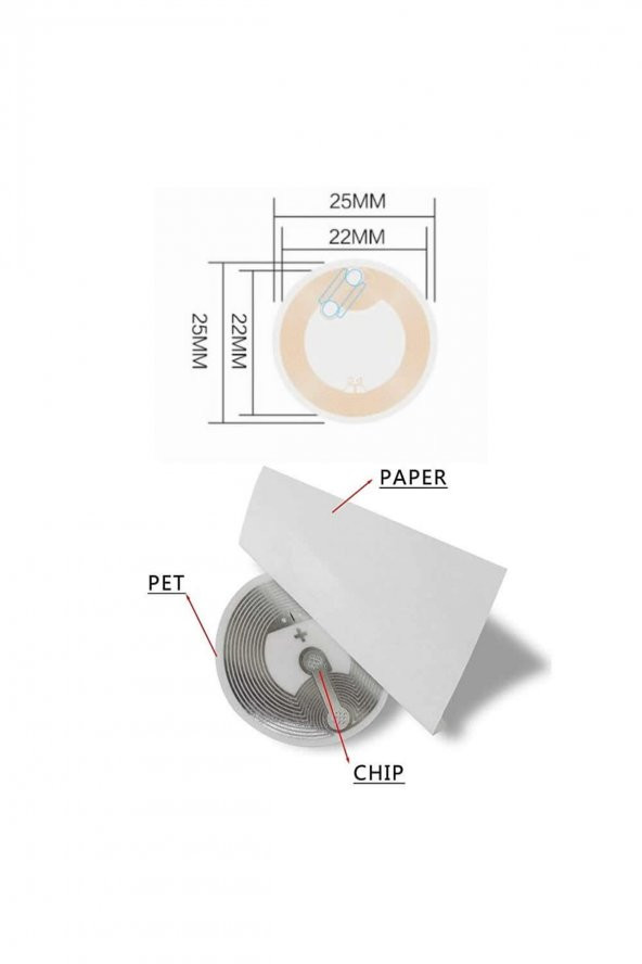 13.56Mhz UID Değiştirilebilir 25mm Rfid Etiket  Nfc Okunabilir Yazılabilir Göstergeç 13.56 Mhz - 8