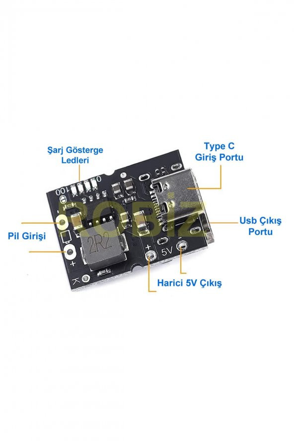5V 2A Usb Çıkış Powerbank Devresi  Type C Usb Giriş Lityum Lion 18650 Pil Şarj Koruma Mobil - 7