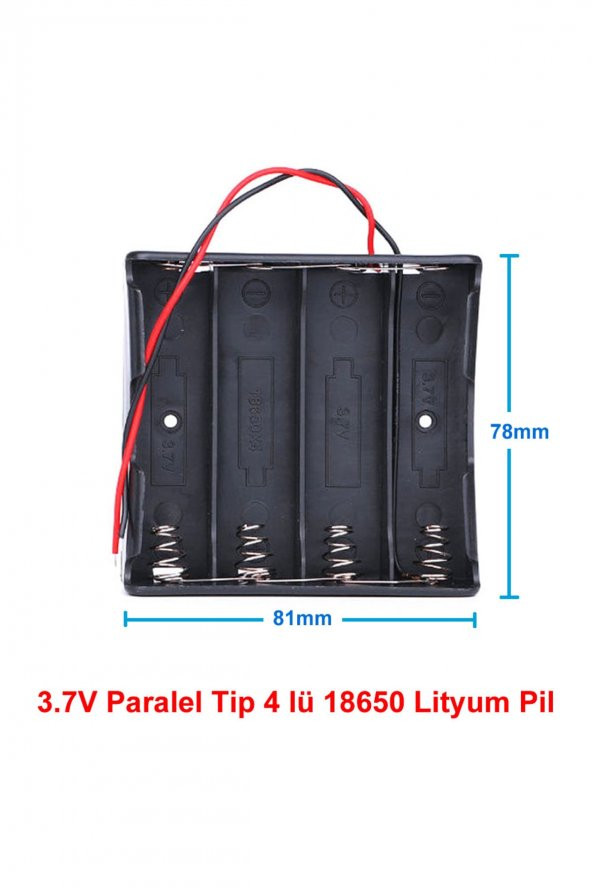 18650 2 Tel 4lü Pil Kutusu Paralel  4 Adet 3.7V Paralel Lityum Lion Batarya Yuvası Mobil Güç Kaynağı
