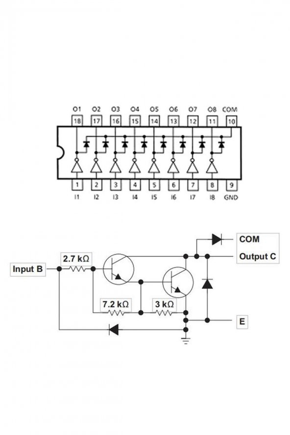 ULN2803A NPN 8 Adet Darlington Transistör Sürücü Entegre Modülü Bjt Bipolar Yüksek Voltaj Akım - 8
