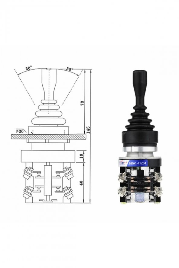 HKA1-41Z04 Joystick  4 Yön NO Kumanda Kolu Momentary Anlık 10A 250V Monolever Anahtar - 8