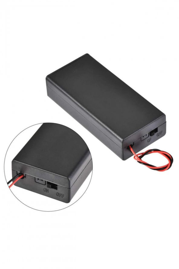 18650 2li Pil Kutusu On/Off Anahtar 15cm Kablolu  2 Adet Seri Lityum Lion DC 7.4V Kapaklı Batarya - 4