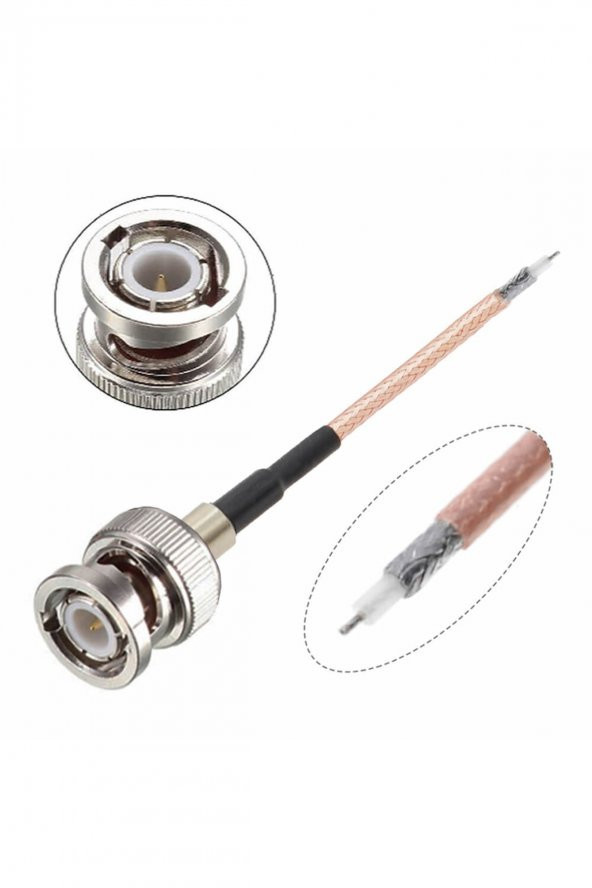 50cm RG316 BNC Erkek Erkek Kablo  50ohm Koaksiyel Uzatma Bağlantı Osiloskop Labaratuar - 8