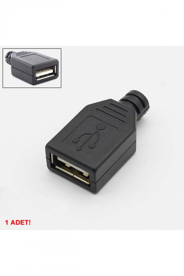 Kutulu Usb Type A Dişi Soket  USB 2.0 4 Pin Plastik Kapak DIY Tip Elektronik