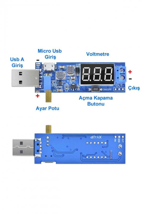 Usb Ayarlı Güç Kaynağı Modülü HW-132  Voltaj Yükseltici Düşürücü DC 0.6V / 25V - 3