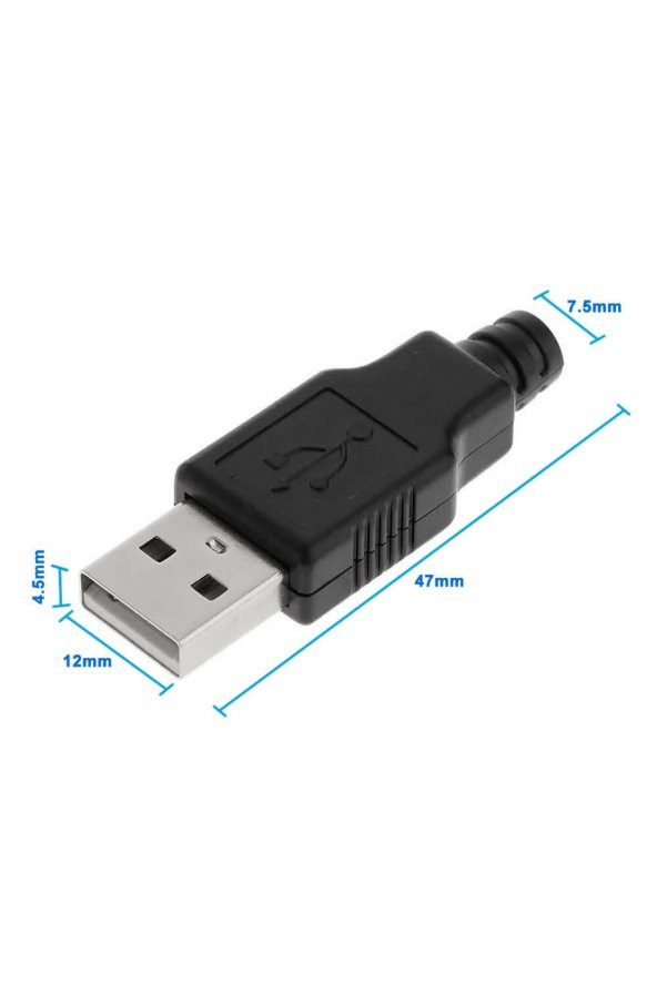 Kutulu Usb Type A Erkek Soket  USB 2.0 4 Pin Plastik Kapak  DIY Tip Elektronik Cihaz Usb