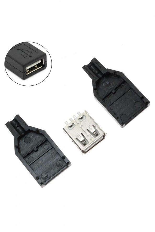 Kutulu Usb Type A Dişi Soket  USB 2.0 4 Pin Plastik Kapak DIY Tip Elektronik - 4