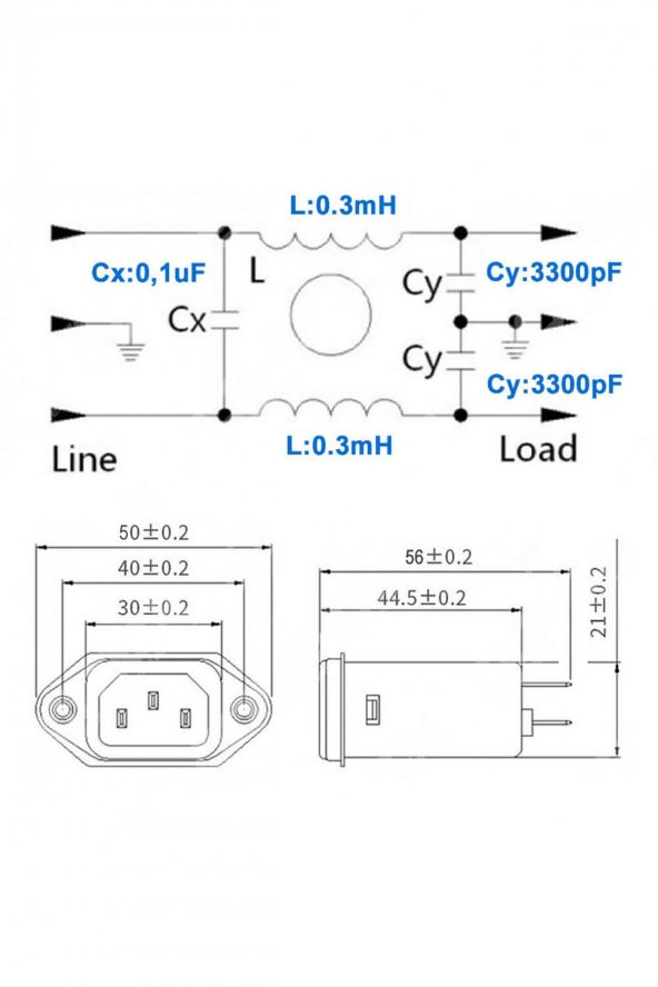 CW1D-10A-T AC 250V 10A C14 Erkek Soket EMI Filtreli  Hat Şebeke EMC RFI Gürültü Bastırıcı Azaltıcı - 8
