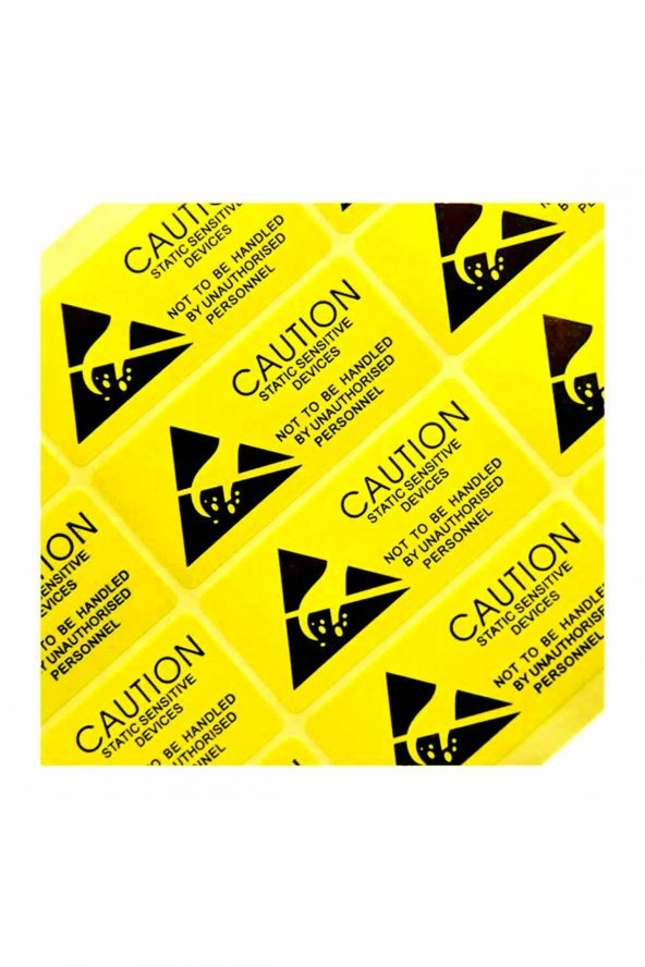 10 Adet Antistatik Uyarı Etiketi  Elektrostatik Elektrik Esd İkaz Caution Dikkat Yapışkan Stiker - 3