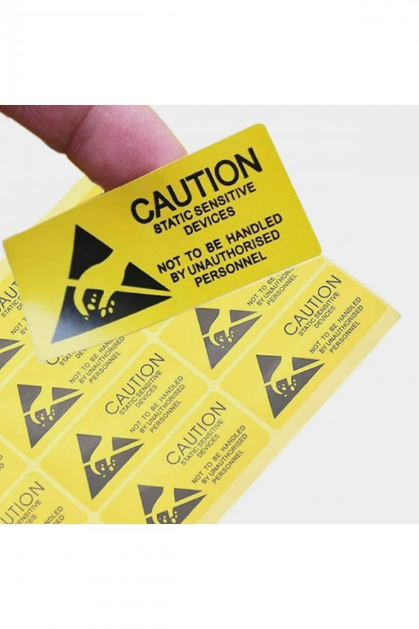 10 Adet Antistatik Uyarı Etiketi  Elektrostatik Elektrik Esd İkaz Caution Dikkat Yapışkan Stiker - 4