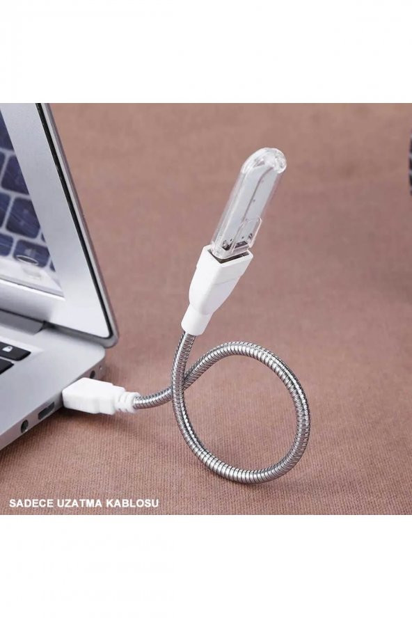 Metal Usb Type A Soketli Uzatma Kablosu  Kıvrılabilir Hortum Kordon 25cm Masa Lambası Led Aydınlatma - 7