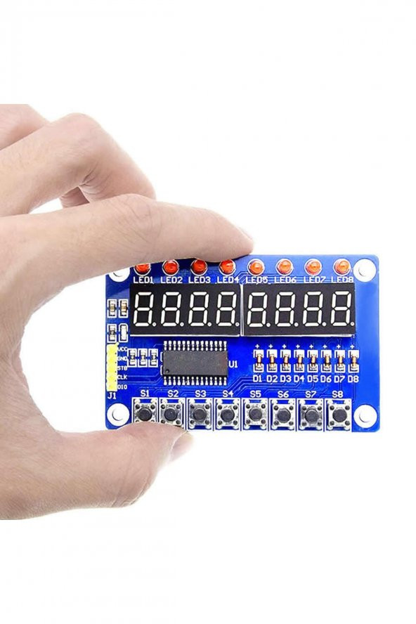 TM1638 Modül 8 Hane 7 Segment Ekran 8x Kırmızı Led 8x Kullanıcı Butonu Dijital Display Gösterge - 2