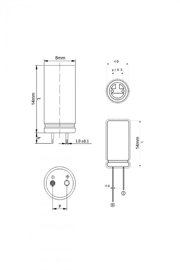 1F 2.7V Süpercap 8x14mm DIP   Süper Kapasitör Enerji Depolama Güneş Rüzgar Akü Batarya - 7