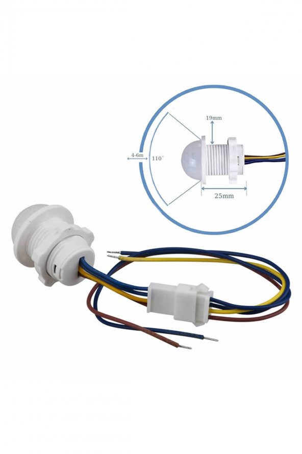 220V PIR Hareket Sensörü 25cm Kablolu  Led Lamba Tavan Işık Merdiven Otomatik Armatür Projektör - 6