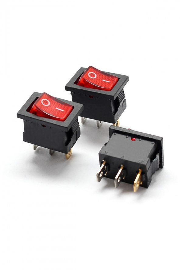 3 Pin Anahtar Ledli Kcd1 Rocker Switch Mini Buton ON / OFF 10A - 7