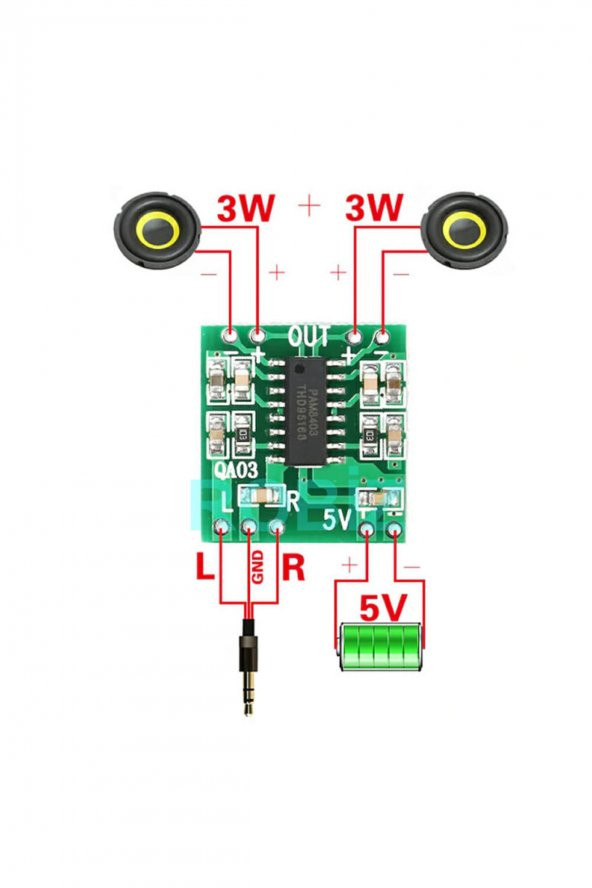PAM8403 Mini Ses Yükseltici Class D 2x3w Amfi Kartı Dijital Amfilikatör Müzik Ses Yükseltici Kuvvetl