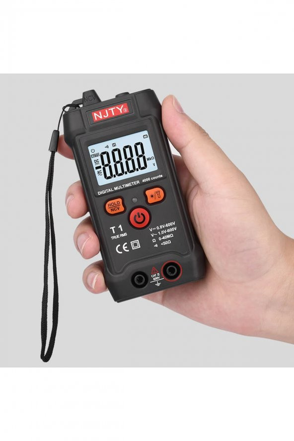NJTY T1 Dijital Multimetre True RMS NCV 600V Mini Cep El Tipi Voltmetre AC DC Voltaj Direnç Buzzer - 2