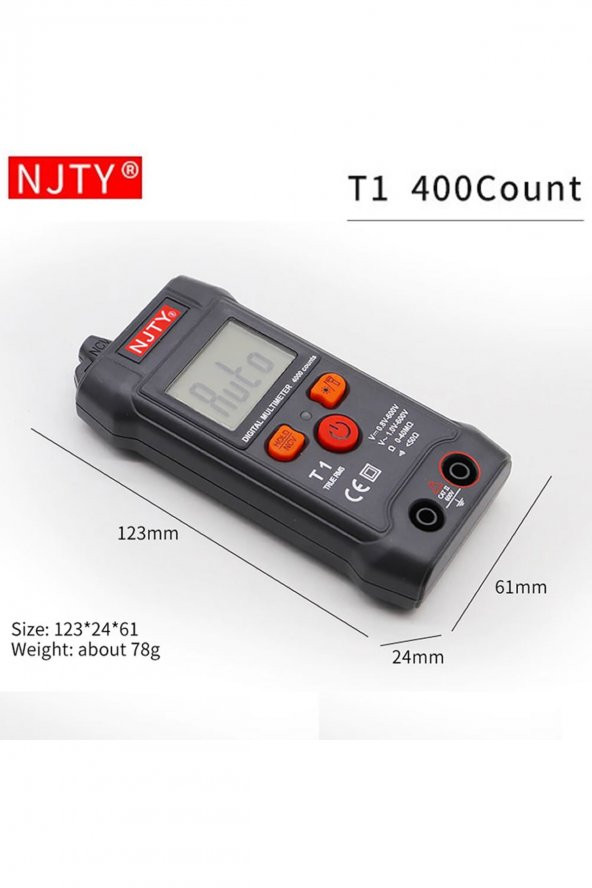 NJTY T1 Dijital Multimetre True RMS NCV 600V Mini Cep El Tipi Voltmetre AC DC Voltaj Direnç Buzzer - 8