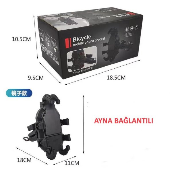 Ayna Bağlantılı Motosiklet Telefon Tutucu Profesyonel Titreşim Engelleyici - 2
