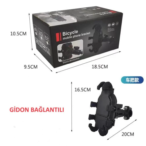 Gidon Bağlantılı Motosiklet Telefon Tutucu Profesyonel Titreşim Engelleyici - Resim 2