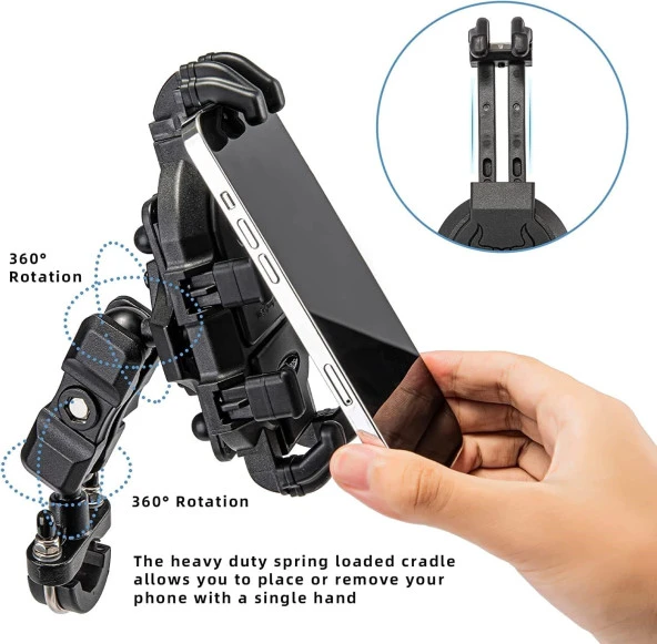 Gidon Bağlantılı Motosiklet Telefon Tutucu Profesyonel Titreşim Engelleyici - Resim 5