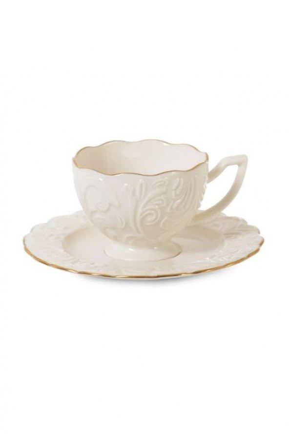 İpek Yaldızlı Bone Porselen Nescafe Çay Takımı ROSEN-200 62611 - 1