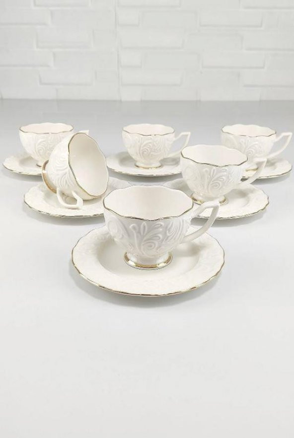 İpek Yaldızlı Bone Porselen Nescafe Çay Takımı ROSEN-200 62611 - 2