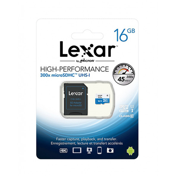 Lexar 16GB microSDHC UHS-I U1 C10 300x