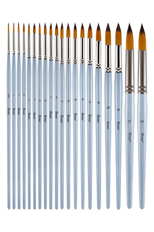 Suluboya Fırçası No:11 1 Adet Sentetik Kıl Sulu Boya Profesyonel Brons Fırça Sanat Ve Hobi Akrilik Boya Guaj Boya - 4