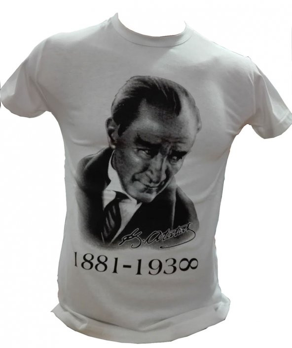 Beyaz Renk Unisex Atatürk Sonsuzluk Tişört 23 Nisan 29 Ekim 10 Kasım Tişörtleri