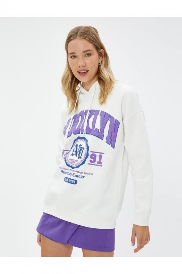 4WAL10089IK Koton Kadın Sweat EKRU - 6