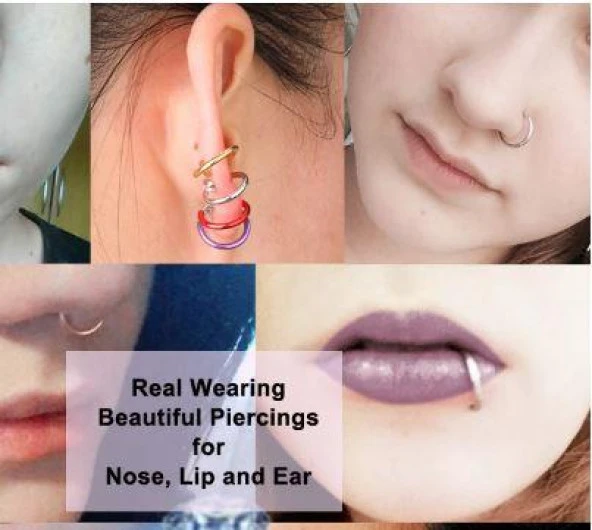 Küpe Kulak Dudak Burun Çelik Piercing Gri Kadın Erkek İthal 316 L Paslanmaz - 3