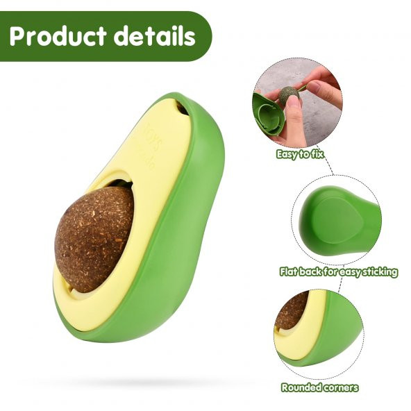 Petistera Yapışkanlı Avokado Catnip (Kedi Nanesi) Topu Kedi Oyuncağı - 4