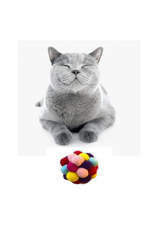 Petistera Ponponlu Ve Çıngıraklı Kedi Oyun Topu Kedi Oyuncağı 7 Cm - 2
